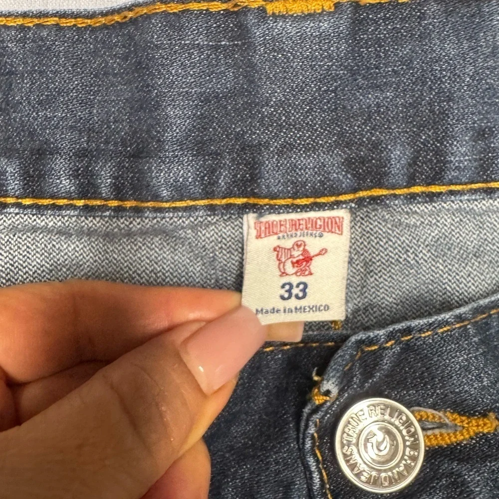 True Religion Acid Wash Denim Size 33 Jeans 100% Cotton Made In Mexico.